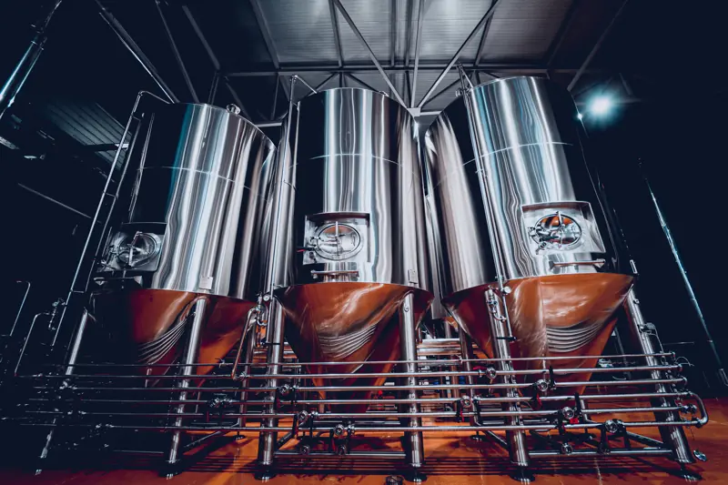 Serbatoi di fermentazione in un birrificio